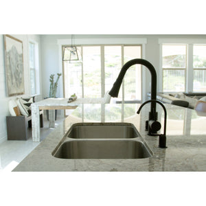 Concord LS8720DL Single-Handle 1-Hole Deck Mount Pull-Down Sprayer Kitchen Faucet, Matte Black