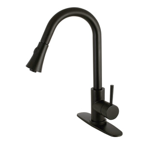 Concord LS8720DL Single-Handle 1-Hole Deck Mount Pull-Down Sprayer Kitchen Faucet, Matte Black