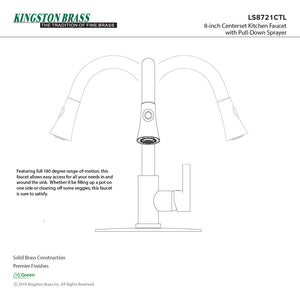 Continental LS8721CTL Single-Handle 1-Hole Deck Mount Pull-Down Sprayer Kitchen Faucet, Polished Chrome
