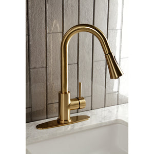 Concord LS8723DL Single-Handle 1-Hole Deck Mount Pull-Down Sprayer Kitchen Faucet, Brushed Brass
