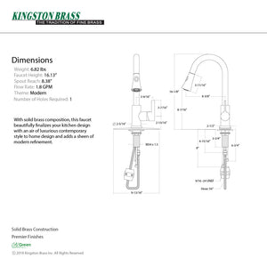 Continental LS8725CTL Single-Handle 1-Hole Deck Mount Pull-Down Sprayer Kitchen Faucet, Oil Rubbed Bronze