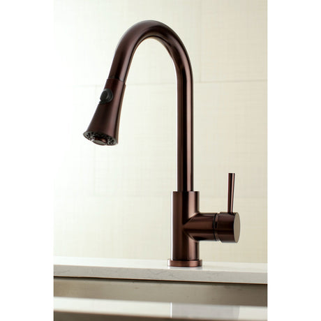Concord LS8725DL Single-Handle 1-Hole Deck Mount Pull-Down Sprayer Kitchen Faucet, Oil Rubbed Bronze