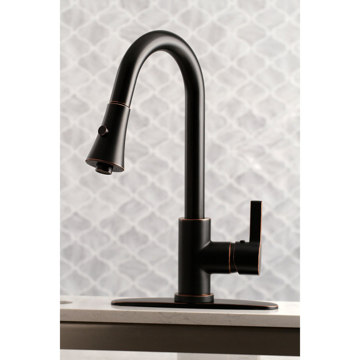 Continental LS8726CTL Single-Handle 1-Hole Deck Mount Pull-Down Sprayer Kitchen Faucet, Naples Bronze
