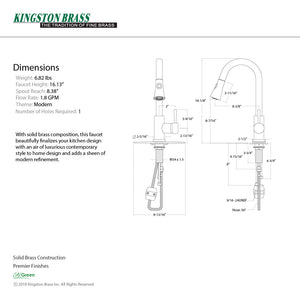 Concord LS8726DL Single-Handle 1-Hole Deck Mount Pull-Down Sprayer Kitchen Faucet, Naples Bronze