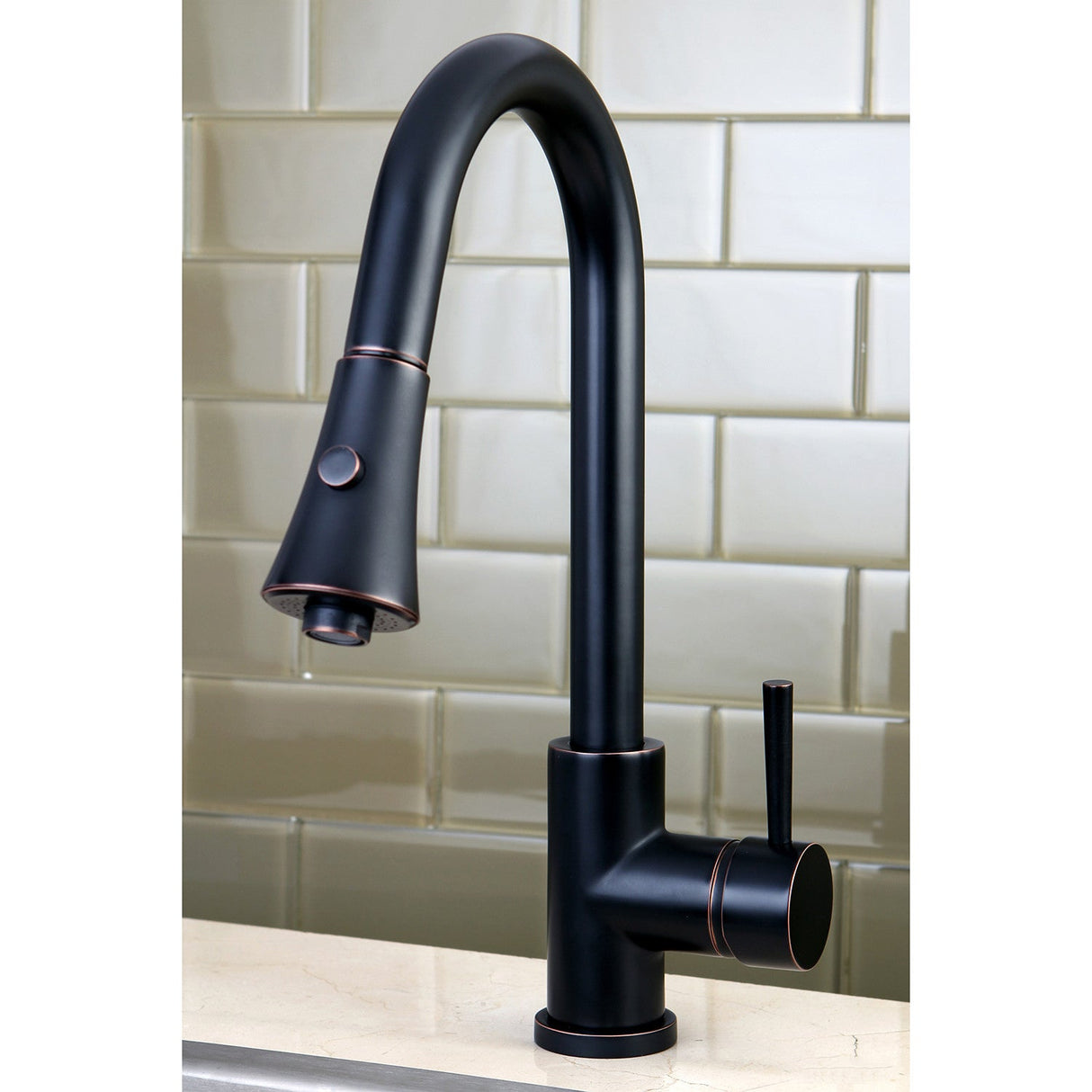 Concord LS8726DL Single-Handle 1-Hole Deck Mount Pull-Down Sprayer Kitchen Faucet, Naples Bronze