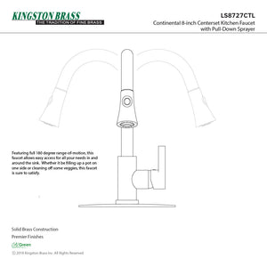 Continental LS8727CTL Single-Handle 1-Hole Deck Mount Pull-Down Sprayer Kitchen Faucet, Matte Black/Polished Chrome