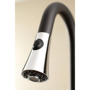 Continental LS8727CTL Single-Handle 1-Hole Deck Mount Pull-Down Sprayer Kitchen Faucet, Matte Black/Polished Chrome