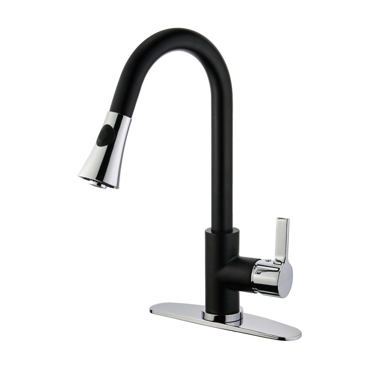 Continental LS8727CTL Single-Handle 1-Hole Deck Mount Pull-Down Sprayer Kitchen Faucet, Matte Black/Polished Chrome