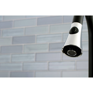 Concord LS8727DL Single-Handle 1-Hole Deck Mount Pull-Down Sprayer Kitchen Faucet, Matte Black/Polished Chrome