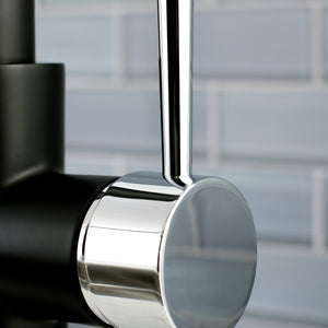 Concord LS8727DL Single-Handle 1-Hole Deck Mount Pull-Down Sprayer Kitchen Faucet, Matte Black/Polished Chrome