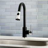 Concord LS8727DL Single-Handle 1-Hole Deck Mount Pull-Down Sprayer Kitchen Faucet, Matte Black/Polished Chrome