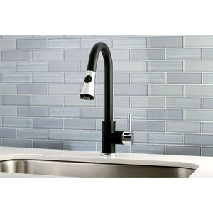 Concord LS8727DL Single-Handle 1-Hole Deck Mount Pull-Down Sprayer Kitchen Faucet, Matte Black/Polished Chrome
