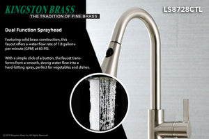 Continental LS8728CTL Single-Handle 1-Hole Deck Mount Pull-Down Sprayer Kitchen Faucet, Brushed Nickel