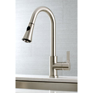 Continental LS8728CTL Single-Handle 1-Hole Deck Mount Pull-Down Sprayer Kitchen Faucet, Brushed Nickel