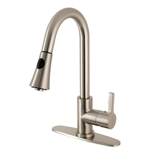 Continental LS8728CTL Single-Handle 1-Hole Deck Mount Pull-Down Sprayer Kitchen Faucet, Brushed Nickel