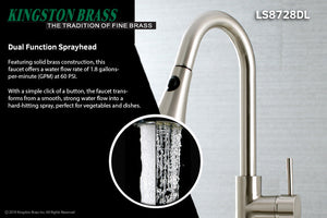 Concord LS8728DL Single-Handle 1-Hole Deck Mount Pull-Down Sprayer Kitchen Faucet, Brushed Nickel