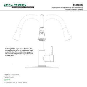 Concord LS8728DL Single-Handle 1-Hole Deck Mount Pull-Down Sprayer Kitchen Faucet, Brushed Nickel