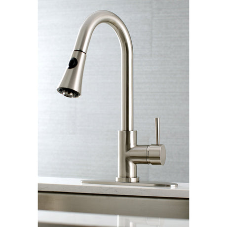 Concord LS8728DL Single-Handle 1-Hole Deck Mount Pull-Down Sprayer Kitchen Faucet, Brushed Nickel