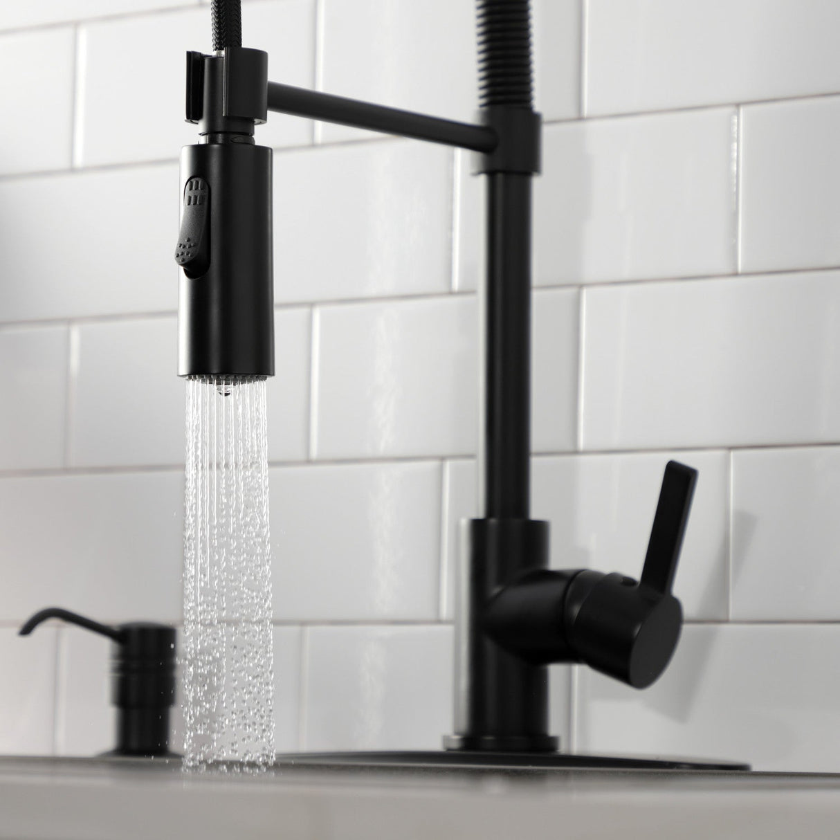 Continental LS8770CTL Single-Handle 1-Hole Deck Mount Pre-Rinse Kitchen Faucet, Matte Black