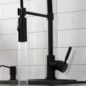 Kaiser LS8770DKL Single-Handle 1-Hole Deck Mount Pre-Rinse Kitchen Faucet, Matte Black