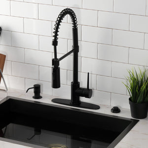 New York LS8770NYL Single-Handle 1-Hole Deck Mount Pre-Rinse Kitchen Faucet, Matte Black