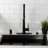 New York LS8770NYL Single-Handle 1-Hole Deck Mount Pre-Rinse Kitchen Faucet, Matte Black
