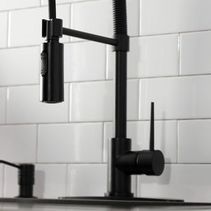 New York LS8770NYL Single-Handle 1-Hole Deck Mount Pre-Rinse Kitchen Faucet, Matte Black