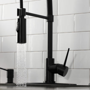 New York LS8770NYL Single-Handle 1-Hole Deck Mount Pre-Rinse Kitchen Faucet, Matte Black