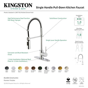 Concord LS8773DL Single-Handle 1-Hole Deck Mount Pre-Rinse Kitchen Faucet, Brushed Brass