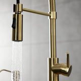 Concord LS8773DL Single-Handle 1-Hole Deck Mount Pre-Rinse Kitchen Faucet, Brushed Brass