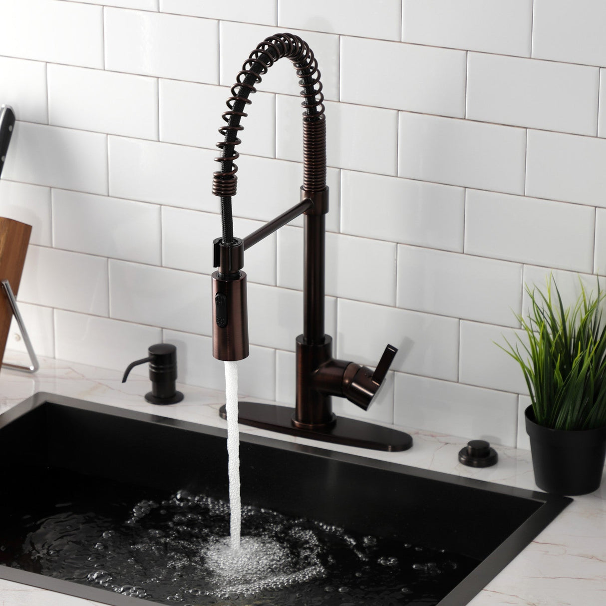 Continental LS8775CTL Single-Handle 1-Hole Deck Mount Pre-Rinse Kitchen Faucet, Oil Rubbed Bronze