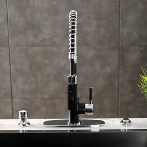 Kaiser LS8777DKL Single-Handle 1-Hole Deck Mount Pre-Rinse Kitchen Faucet, Matte Black/Polished Chrome