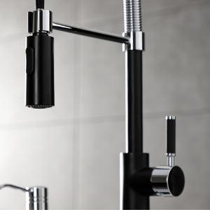 Kaiser LS8777DKL Single-Handle 1-Hole Deck Mount Pre-Rinse Kitchen Faucet, Matte Black/Polished Chrome