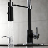 Concord LS8777DL Single-Handle 1-Hole Deck Mount Pre-Rinse Kitchen Faucet, Matte Black/Polished Chrome