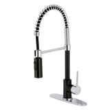 Concord LS8777DL Single-Handle 1-Hole Deck Mount Pre-Rinse Kitchen Faucet, Matte Black/Polished Chrome