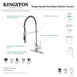 Paris LS8777DPL Single-Handle 1-Hole Deck Mount Pre-Rinse Kitchen Faucet, Matte Black/Polished Chrome