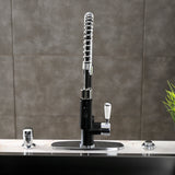 Paris LS8777DPL Single-Handle 1-Hole Deck Mount Pre-Rinse Kitchen Faucet, Matte Black/Polished Chrome