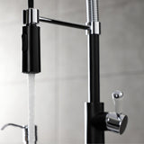 Paris LS8777DPL Single-Handle 1-Hole Deck Mount Pre-Rinse Kitchen Faucet, Matte Black/Polished Chrome