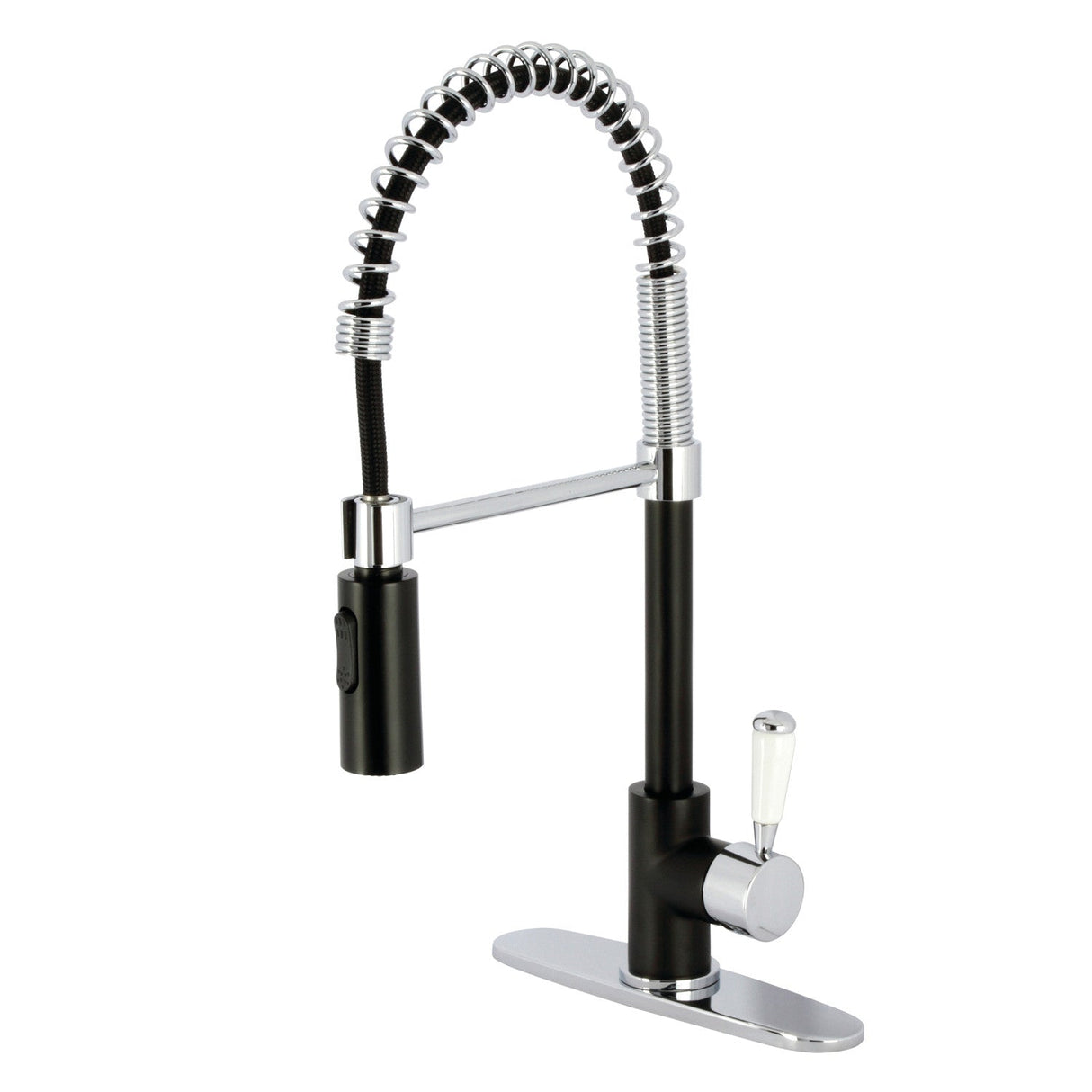 Paris LS8777DPL Single-Handle 1-Hole Deck Mount Pre-Rinse Kitchen Faucet, Matte Black/Polished Chrome