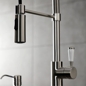 Paris LS8778DPL Single-Handle 1-Hole Deck Mount Pre-Rinse Kitchen Faucet, Brushed Nickel