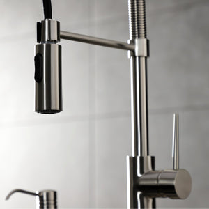 New York LS8778NYL Single-Handle 1-Hole Deck Mount Pre-Rinse Kitchen Faucet, Brushed Nickel