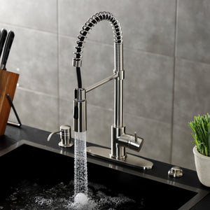 New York LS8778NYL Single-Handle 1-Hole Deck Mount Pre-Rinse Kitchen Faucet, Brushed Nickel