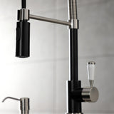Paris LS8779DPL Single-Handle 1-Hole Deck Mount Pre-Rinse Kitchen Faucet, Matte Black/Brushed Nickel