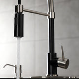 New York LS8779NYL Single-Handle 1-Hole Deck Mount Pre-Rinse Kitchen Faucet, Matte Black/Brushed Nickel