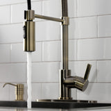 Continental LS877CTLAB Single-Handle 1-Hole Deck Mount Pre-Rinse Kitchen Faucet, Antique Brass