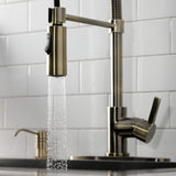 Continental LS877CTLAB Single-Handle 1-Hole Deck Mount Pre-Rinse Kitchen Faucet, Antique Brass