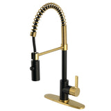 Continental LS877CTLMBBB Single-Handle 1-Hole Deck Mount Pre-Rinse Kitchen Faucet, Matte Black/Brushed Brass