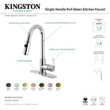 Continental LS8780CTL Single-Handle 1-Hole Deck Mount Pull-Down Sprayer Kitchen Faucet, Matte Black