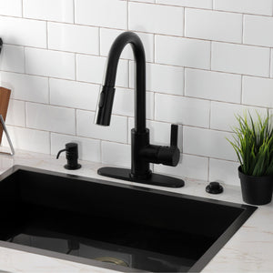 Continental LS8780CTL Single-Handle 1-Hole Deck Mount Pull-Down Sprayer Kitchen Faucet, Matte Black