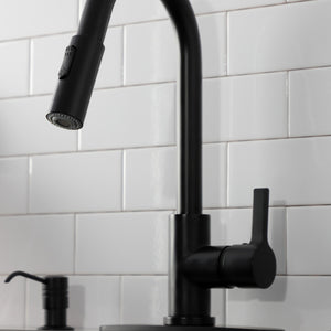 Continental LS8780CTL Single-Handle 1-Hole Deck Mount Pull-Down Sprayer Kitchen Faucet, Matte Black